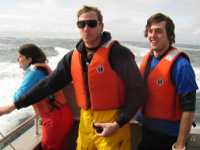 Students on board a research vessel
