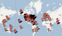 Map of participants in a recent online workshop