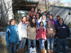 Waterville Senior High School students pose for a group shot before touring the DMC