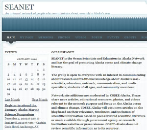 Screenshot of COSEE Alaska SEANET site