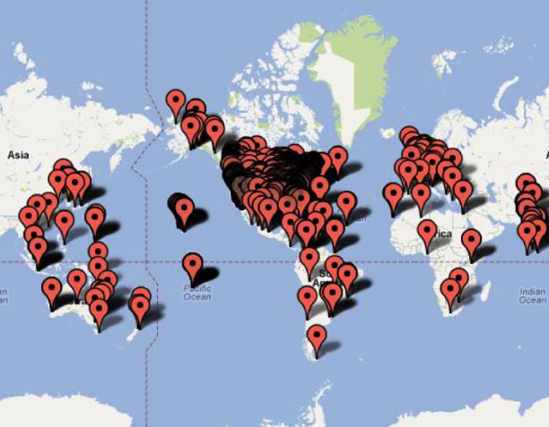 Map of online participant locations