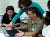 Workshop participants collaborate on a concept map